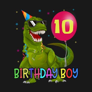 10 years Boy Shirt T-Rex Dino 10th Birthday Party Dinosaur T-Shirt