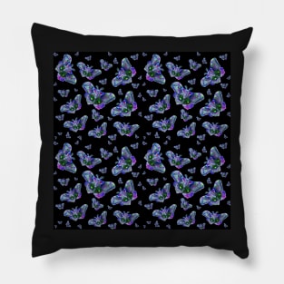 Glowy Blue Moths - Icy Blue Palette Pillow