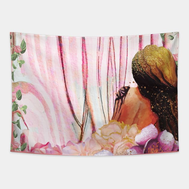 Black Mermaid Brushstroke Tapestry by digitaldoodlers