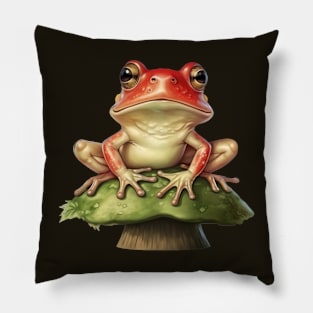 Cute Frog on Toadstool Pillow