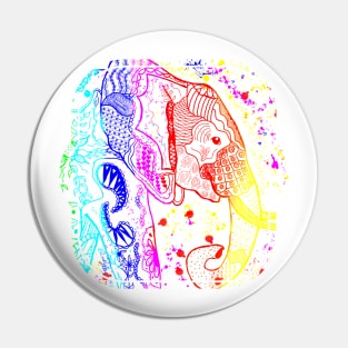 Rainbow Zentangle Elephant Pin