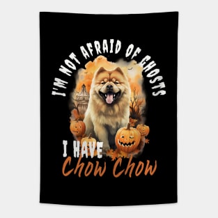 Chow Chow Dog Ghost Guardian Vintage Halloween Funny Tapestry