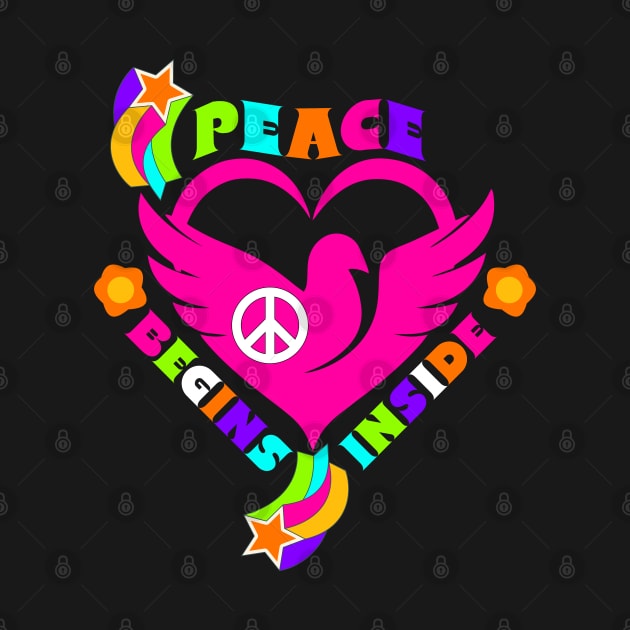 Peace Begins Inside Dove Heart by 2HivelysArt