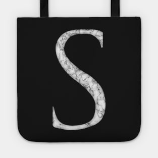 S in Roman White Marble Latin Alphabet Letter Sticker Tote