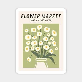 Flower market print, Munich, Posters aesthetic, Cute green flowers, Cottagecore decor, Retro Magnet