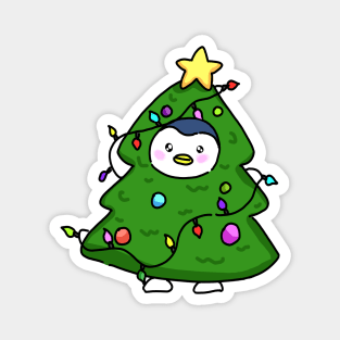 Penguin wearing a Christmas tree costume Magnet