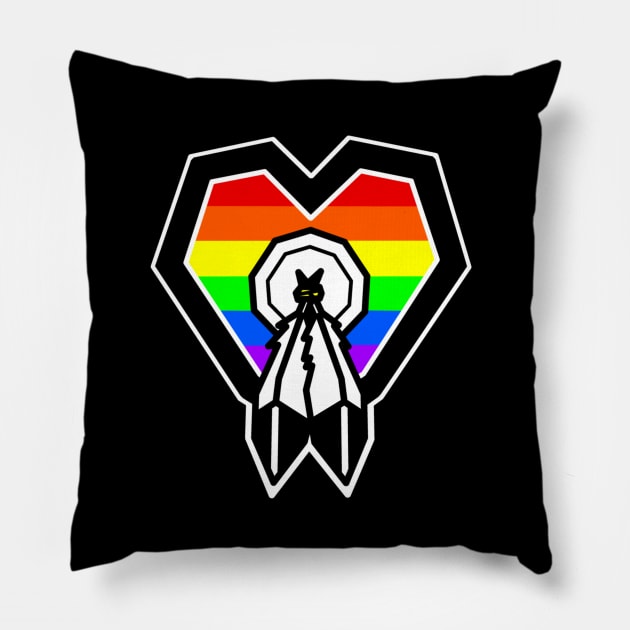 Two-Spirit Rainbow Pride - 2 Spirit Symbol - Gender Sexuality - Two Spirit Pillow by Bleeding Red Pride