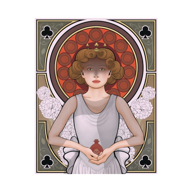 Queen of Clubs by Art by Angele G