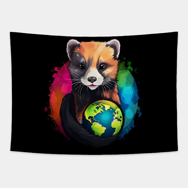 Ferret Earth Day Tapestry by JH Mart