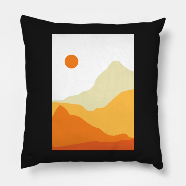 Minimalist Modern Mountainous Landscape Graphic Design Pillow by CityNoir