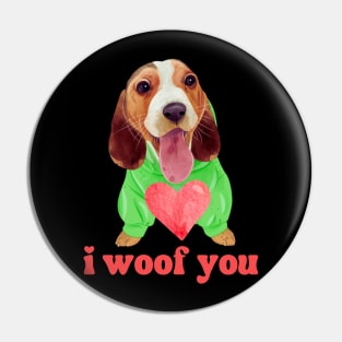 I Woof You Cute Beagle Dog With Heart Valentines Day Pin