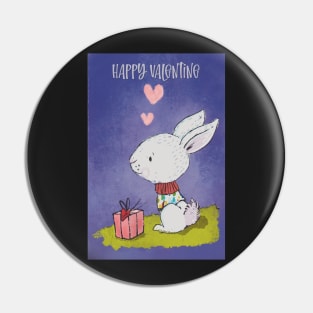 Happy Valentine with a cute rabbit thinking about his love Pin