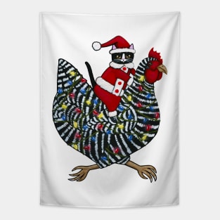 Christmas Chicken Ride Tapestry