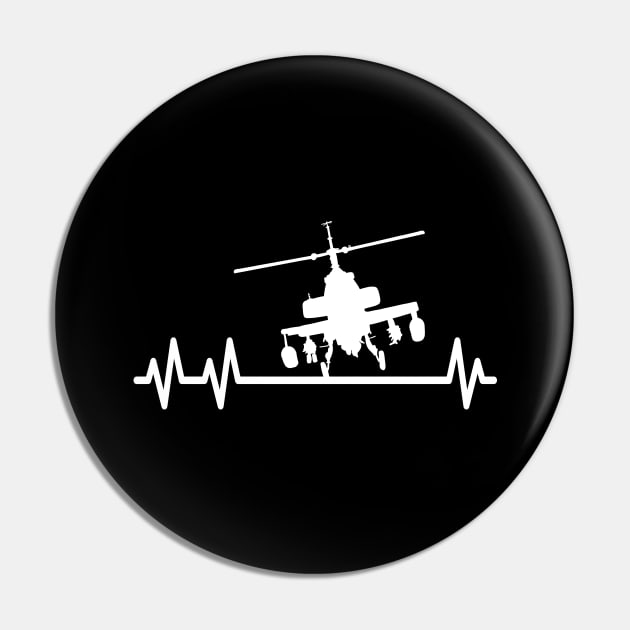 Attack Helicopter Military Aviation Heartbeat Pin by Foxxy Merch