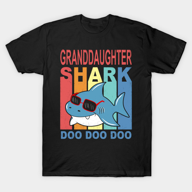 Retro Vintage Granddaughter Shark Shirt Gift Baby Girls Kids