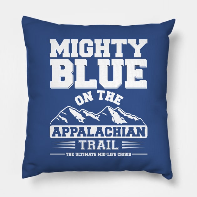 Mighty Blue design (all white) Pillow by Hiking Radio Network