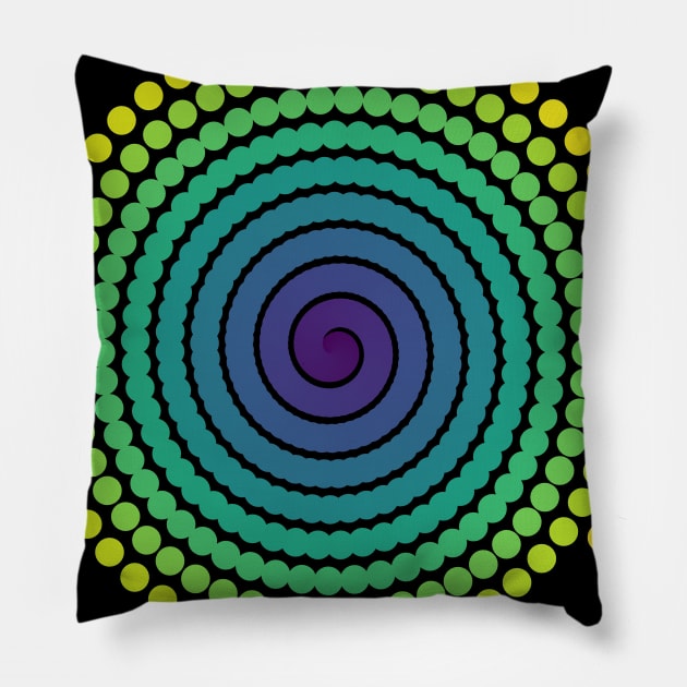 Single Spiral Viridis Galaxy | Light Peacock Blue Green Yellow Pillow by aRtVerse