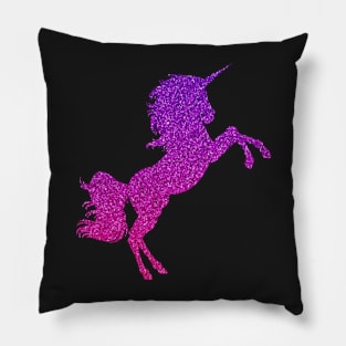 Bright Pink Purple Ombre Faux Glitter Unicorn Pillow