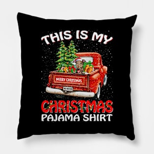 This Is My Christmas Pajama Shirt Greyhound Truck Tree Pillow