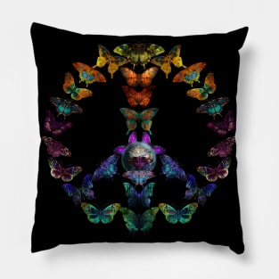 Butterfly Peace Symbol, Save the Animals Pillow