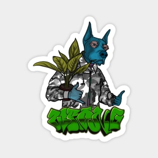 Crazy Dog with Plant Magnet