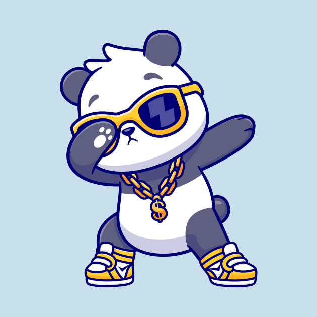 Cute Panda Dabbing Wearing Gold Chain Necklace And Glasses Cartoon by Catalyst Labs