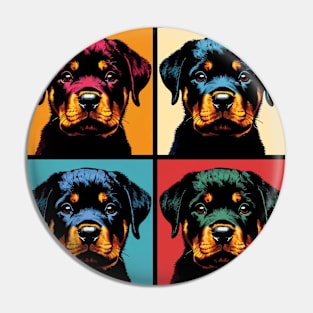 Pop Retro Rottweiler Art - Cute Puppy Pin