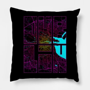 Dublin, Ireland City Map Typography - Neon Pillow