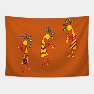 Arizona Kokopelli Colorful Tribal Flute Players Tapestry