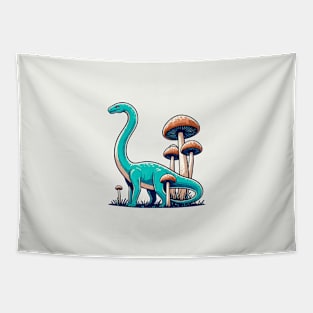 Cute simple Dinosaur Brontosaurus in Mushroom Garden Tapestry