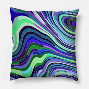 Blue Green and Purple Abstract Pillow