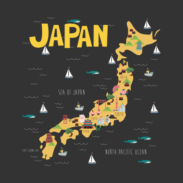 Japan Illustrated Map by JunkyDotCom