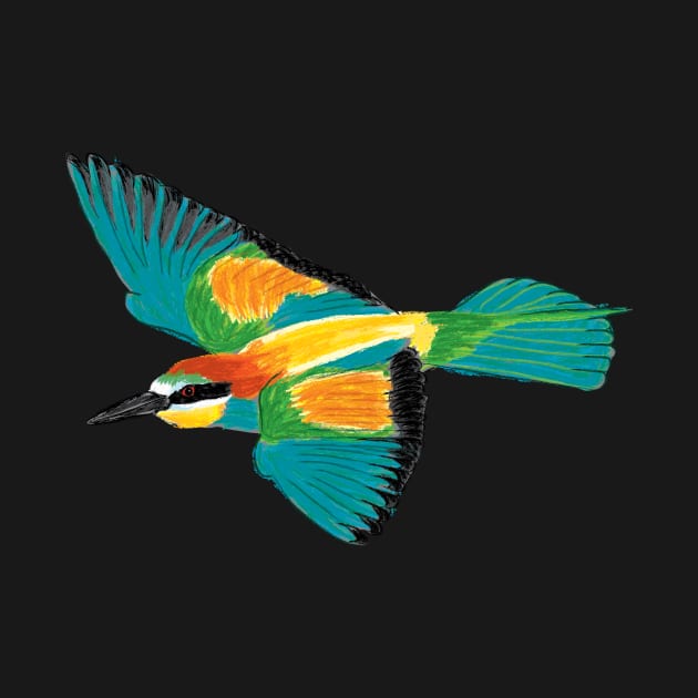 Nice Artwork showing an European Bee-Eater in Flight I by JDHegemann