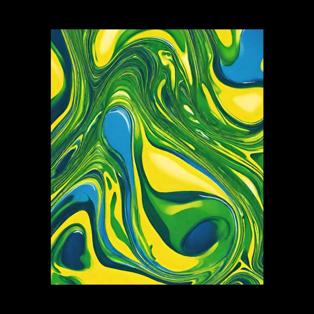 Green - Blue - Yellow Colorful Asymmetrical Pattern. by EdwinPlenzler