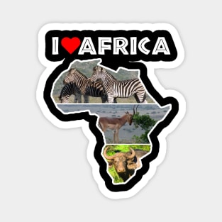 I Love Africa Wildlife Collage Map Magnet