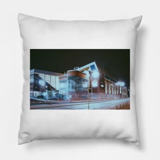 Ibrox Stadium at night Glasgow Rangers print design Pillow