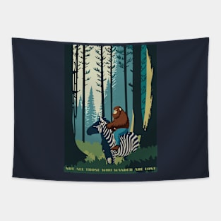 Zebra Sasquatch Not All Those Who Wander Are Lost Tapestry