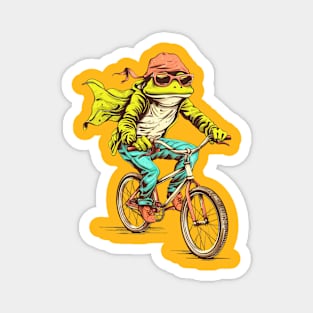 Funny Frog On A Bike Magnet