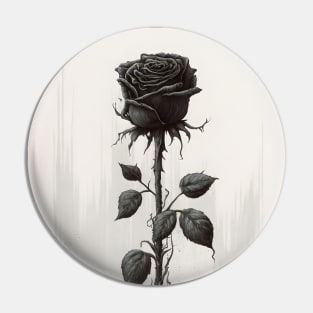 Solitary Black Goth Rose Watercolor Pin