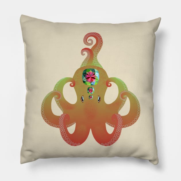 Octopus - Alexandrite (Chrysoberyl) Pillow by Aline Eg