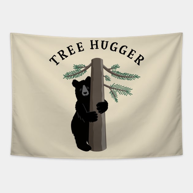 Tree Hugger Black Bear Environmental Forest Wild Life Tapestry by cottoncanvas