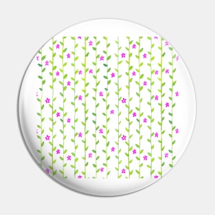 Watercolor Floral Vines Pattern - Green & Pink - Transparent Pin