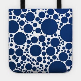 Shades of Indigo Blue Bubbles Polka Dot Pattern Tote
