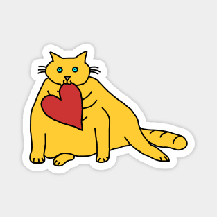 Chonk Cat with Love Heart on Valentines Day Magnet