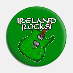 St Patricks Day Electric Guitar Irish Shamrocks Pin