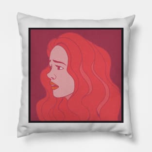 Sad girl red Pillow