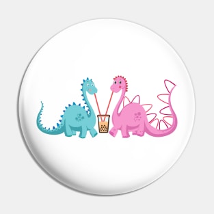 Dinosuars In love Boba Valetines Day vibes Pin