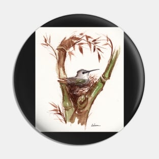 Mrs. Hummingbird - Watercolor Pin
