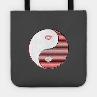 yin yang balance harmony design eastern philosophy lips Tote