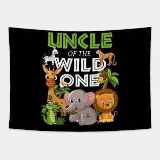 Uncle of the Wild One Zoo Birthday Safari Jungle Animal Tapestry